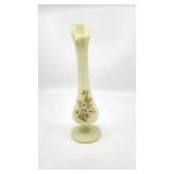 Fenton Uranium Burmese Custard Swung Vase - Hand Painted and Signed