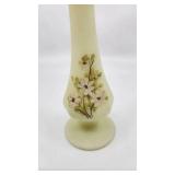 Fenton Uranium Burmese Custard Swung Vase - Hand Painted and Signed