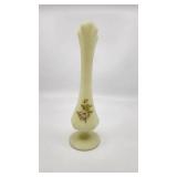 Fenton Uranium Burmese Custard Swung Vase - Hand Painted and Signed