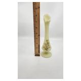 Fenton Uranium Burmese Custard Swung Vase - Hand Painted and Signed