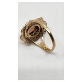 Very Pretty Antique 10k Yellow Gold Ring with Opal and Garnet - Size 6.5