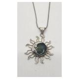 Very Cool Artisan Handmade Mexico "Sun and Moon" Sterling Silver Necklace - 18"