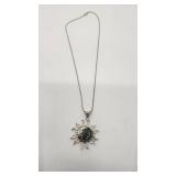 Very Cool Artisan Handmade Mexico "Sun and Moon" Sterling Silver Necklace - 18"