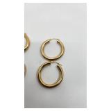 2 Pairs 14K Hoop Earrings - 9.17g Total Weight