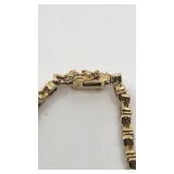 Beautiful Vintage 14k Yellow Gold over Sterling CZ Bracelet - 7.5" - 12.23g
