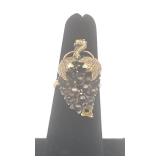 Antique 14k and Black Star Sapphire Grape Motif Ring (...missing 2 stones) - Size 5.25 - 5.84g