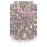 Antique 14K Pendant/Brooch with Black Star Sapphires and Rubies - 9.87g
