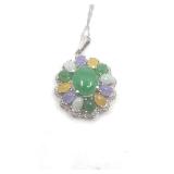 Gorgeous Sterling Silver and Jade Pendant Necklace - 20"