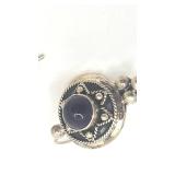 Beautiful Vintage Sterling Silver and Amethyst Cabochon Drop Earrings