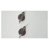 Beautiful Vintage Sterling Silver and Amethyst Cabochon Drop Earrings