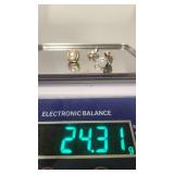 Vintage White and Yellow 14k (Marked 585) Gold and Pearl Set with Earrings and Pendant - 24.31g