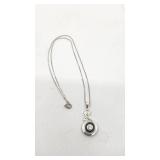 Classy Vintage Sterling Silver and CZ Pendant Necklace - 18"