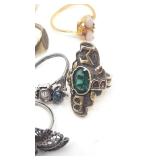 19 Vintage Gold and Silver Rings - Untested, Some Marked, Emerald and Diamond - 68.22g