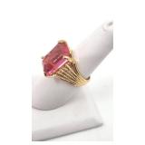 Very Nice 14k Fashion Cocktail Ring with Large Pink Stone - Size 7 - 7.89g