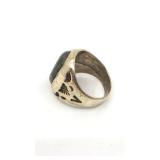 Heavy Handmade Artisan Gold and Turquoise Ring - Size 9 - 14.37g