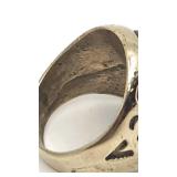 Heavy Handmade Artisan Gold and Turquoise Ring - Size 9 - 14.37g