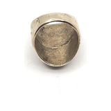 Heavy Handmade Artisan Gold and Turquoise Ring - Size 9 - 14.37g