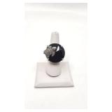 Very Cool Sterling Silver and Smoky Quartz Ring with Sterling and Marcasite Sea Turtle - Size 7.5