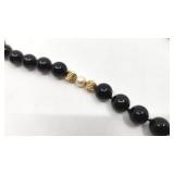 Beautiful 14k, Onyx and Pearl Beaded Necklace - 24"