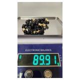 Beautiful 14k, Onyx and Pearl Beaded Necklace - 24"