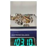 Lot of Untested Gold and Silver Rings - 1 Unfinished Ring Setting Stamped KP - 103.10g