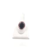 Pretty 14k Gold over Sterling Smoky Quartz and Ruby Cocktail Ring - Size 8.5