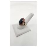 Pretty 14k Gold over Sterling Smoky Quartz and Ruby Cocktail Ring - Size 8.5