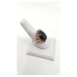 Pretty 14k Gold over Sterling Smoky Quartz and Ruby Cocktail Ring - Size 8.5