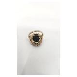 Pretty 14k Gold over Sterling Smoky Quartz and Ruby Cocktail Ring - Size 8.5