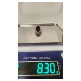 Pretty 14k Gold over Sterling Smoky Quartz and Ruby Cocktail Ring - Size 8.5