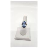 Stunning 10k Yellow Gold and 15 Carat Blue Topaz Cocktail Ring - Size 6.25