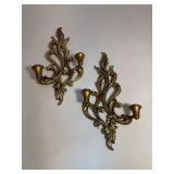 Lot of 2 Candelabra Pair Syroco 2 Candle Wall Mount Hollywood Regency Candle Holders