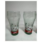 Christmas Green Tinted Coca-Cola Coke Glasses