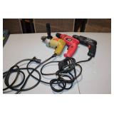 Set of 3 Corded Power Drills including Black & Decker and Tool Shop