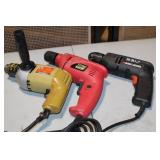 Set of 3 Corded Power Drills including Black & Decker and Tool Shop