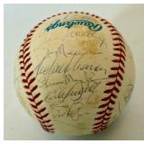 1993 Minnesota Twins Team Signed Baseball - 31 Players Including: Puckett, Winfield, Hrbek, Gaetti, Erickson, Tapani, Mack, Kelly, Harper - OALB Brown Rawlings Ball