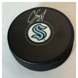 Carson Soucy Signed Seattle Kraken Hockey Puck With Fanatics COA