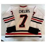 Chris Chelios Custom Chicago Blackhawks Hockey Jersey Size XL (Has Beckett COA Sticker, but no signature)