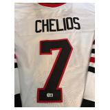 Chris Chelios Custom Chicago Blackhawks Hockey Jersey Size XL (Has Beckett COA Sticker, but no signature)