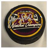 Johnny Pohl Signed 2002 University of Minnesota National Champions Hockey Puck