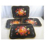 (FS) Set of 4 Vintage Metal Lap Tra...