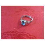 (CNTR) 925 Silver Ring with Blue St...