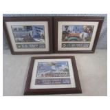 (FS) 3 Framed Military Navy, Air Fo...