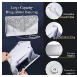 Brand New Glitter Silver Clutch and Fashion Jewelry Set