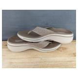 Brand New Skechers Rhinestone Flip Flops Taupe Women