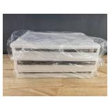 3 Brand New Prandom Storage Bins with Lids - White 5 x 11 x 8.7 Inches