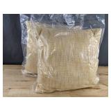 2 Brand New 16" x 16" Yellow and White Throw Pillows