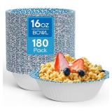 180 Count Brand New 16 oz Disposable Printed Paper Bowls with Damaged Box