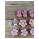 15 Brand New Pink Flower, Bow, and Pearl Croc Charms