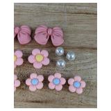 15 Brand New Pink Flower, Bow, and Pearl Croc Charms